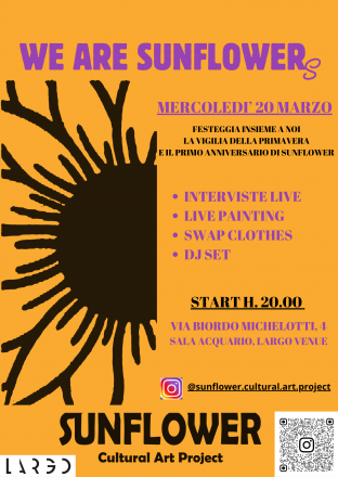 Sunflower cultural art project presenta we are sunflowers, il primo anniversario dell'associazione